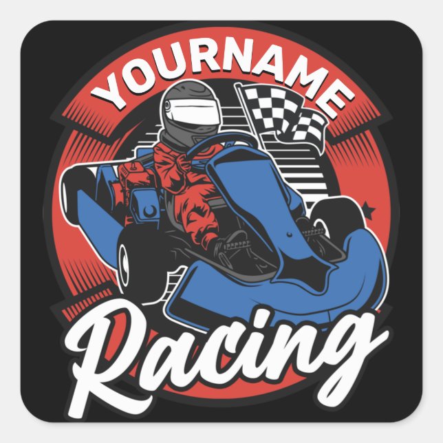 Personalized Go Kart Extreme Racing Karting Race  Square Sticker (Front)