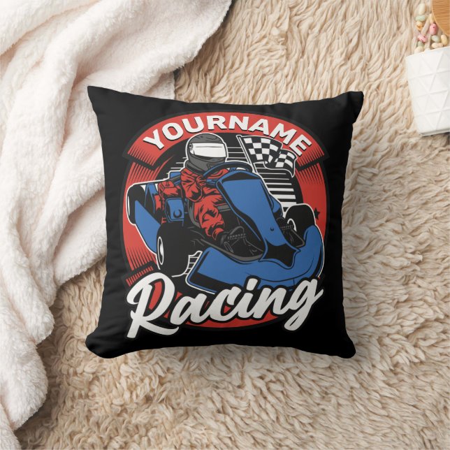 Personalized Go Kart Extreme Racing Karting Race Throw Pillow (Blanket)