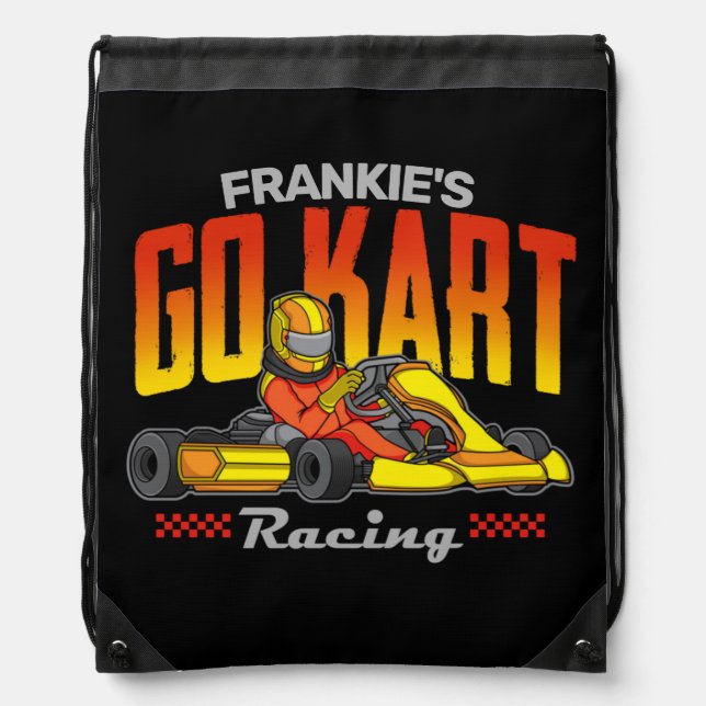 Personalized Go Kart Racing Motorsport Karting Drawstring Bag (Front)