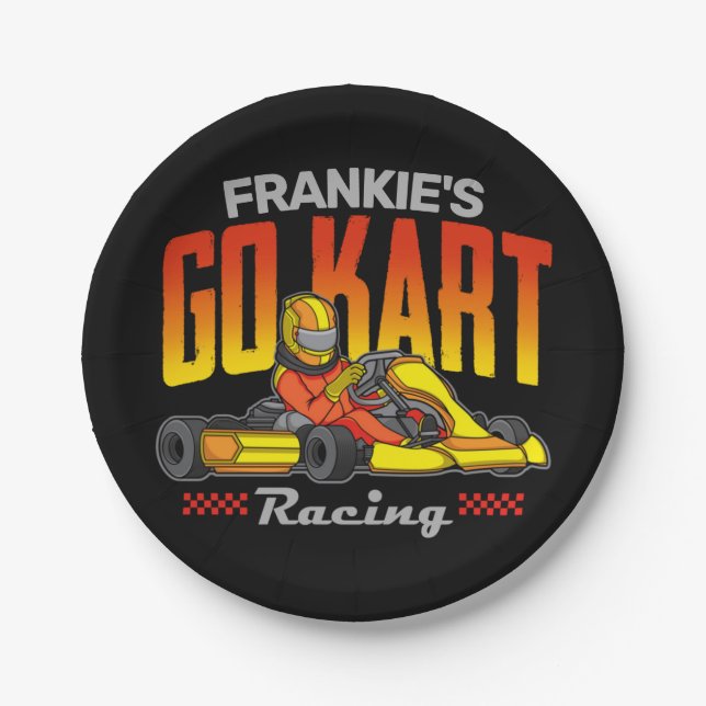 Personalized Go Kart Racing Motorsport Karting Paper Plates (Front)