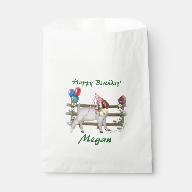 Personalized Goat Birthday Party Theme Favor Bags (Front)
