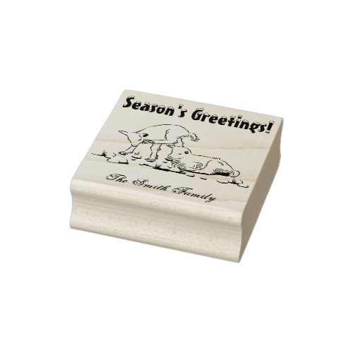 Personalized Goat Kid Christmas Holiday Family Rubber Stamp