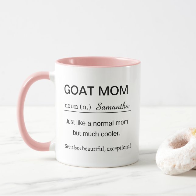 Personalized Goat Mom Definition Coffee Mug (With Donut)