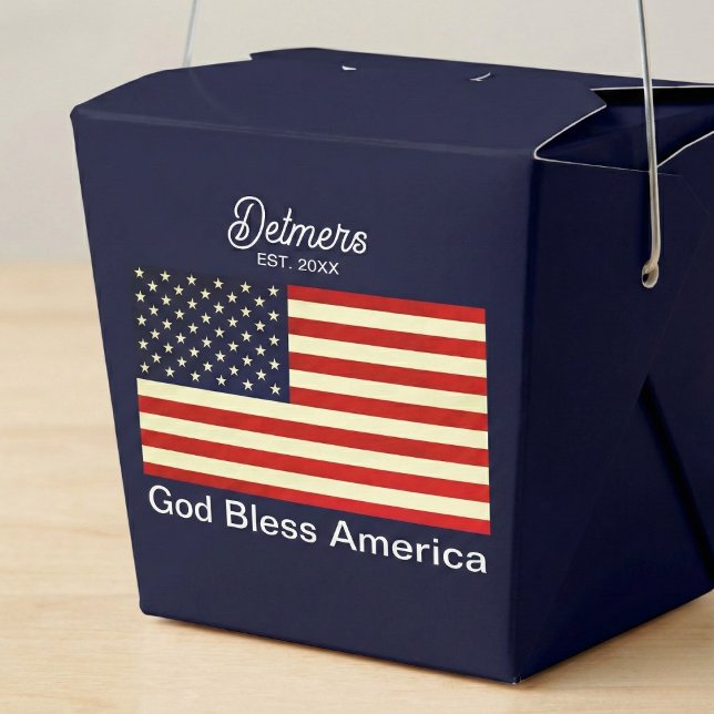 Personalized God Bless America Flag Favor Boxes (Pack your party with patriotism.)
