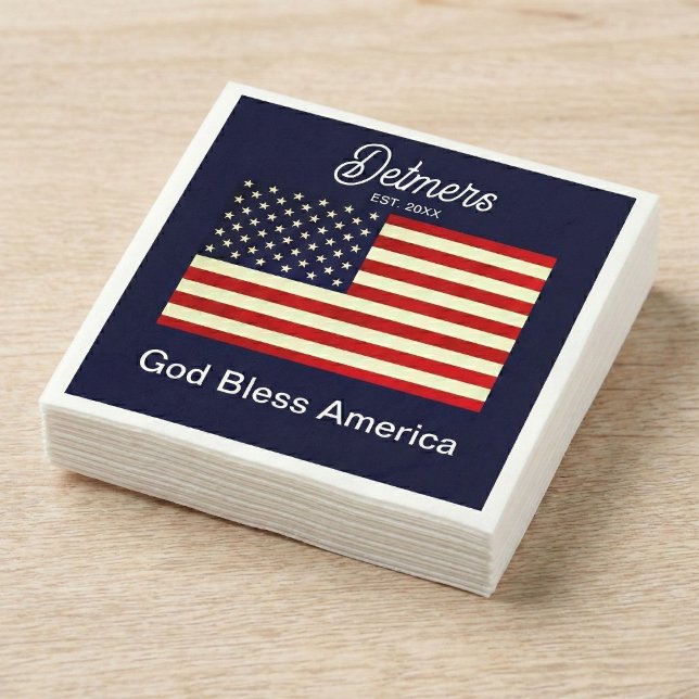 Personalized God Bless America Flag  Napkins (Keep it clean, patriot style.)