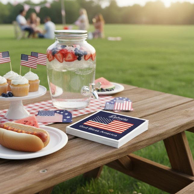 Personalized God Bless America Flag  Napkins (Personalized God Bless America Flag Napkins)