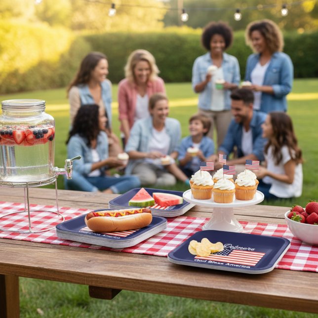 Personalized God Bless America Flag  Paper Plates (Personalized God Bless America Flag Paper Plates)