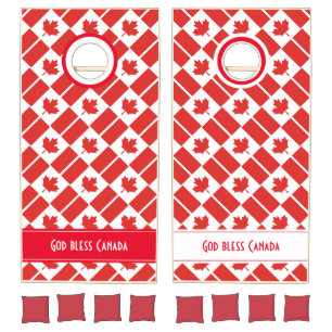 Personalized GOD BLESS CANADA Flag Cornhole Set