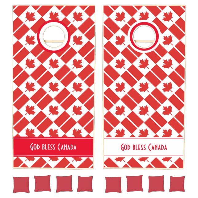 Personalized GOD BLESS CANADA Flag Cornhole Set (Set)