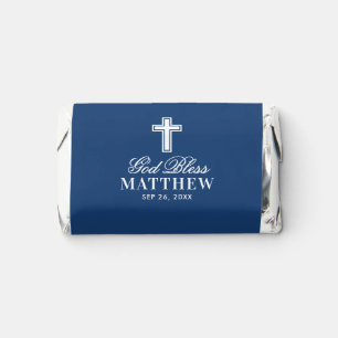 Personalized God Bless Cross & Baby's Name Baptism Hershey's Miniatures