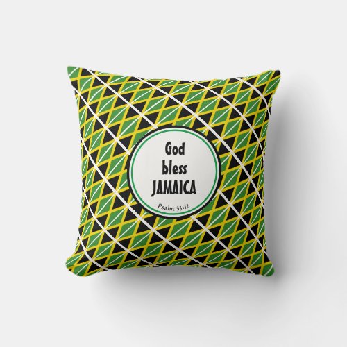 Personalized GOD BLESS JAMAICA Flag Throw Pillow