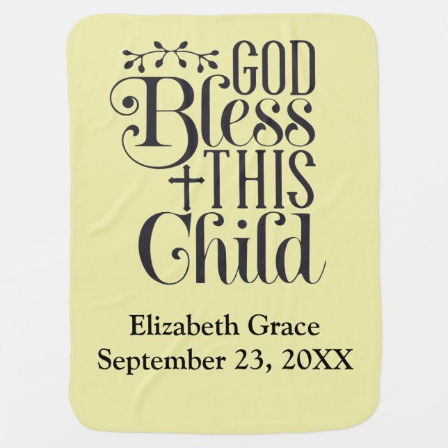 Personalized God Bless This Child Baptism Christen Baby Blanket (Front)