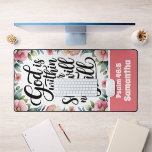 Personalized God is Within Her Christian Women Desk Mat