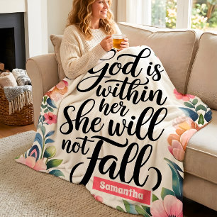 Personalized God is Within Her Christian Women Fleece Blanket