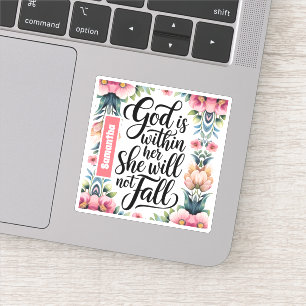 Personalized God is Within Her Christian Women Sticker