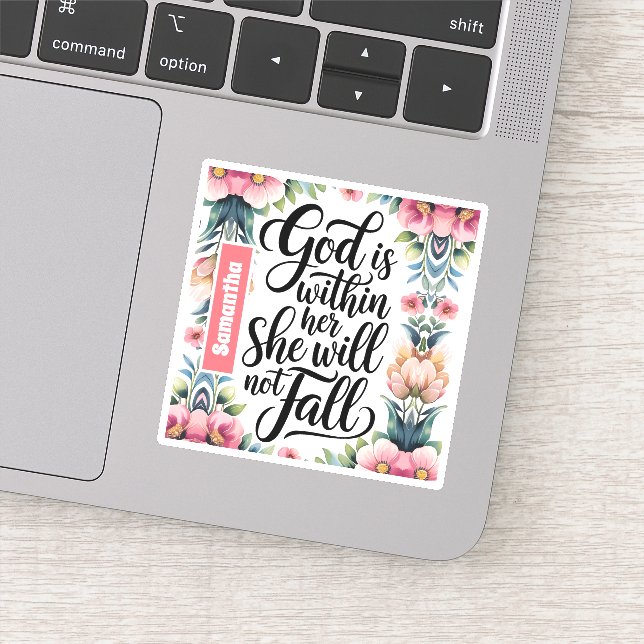 Personalized God is Within Her Christian Women Sticker (Detail)