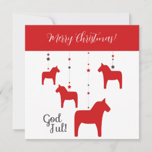 Personalized God jul! Christmas Dala Horse Holiday Card