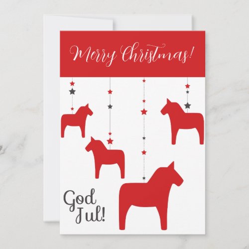 Personalized God jul Christmas Dala Horse Holiday Card