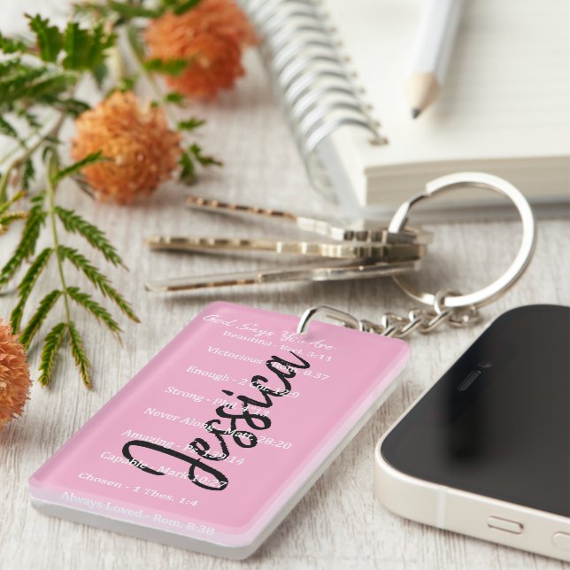 Personalized God says you are, scriptures Keychain (Front Right)