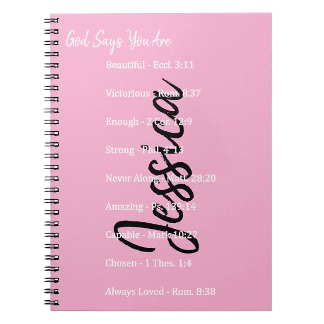 Personalized God says you are, scriptures Notebook (Front)