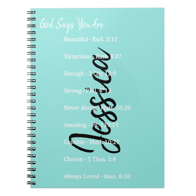 Personalized God says you are, scriptures Notebook (Front)