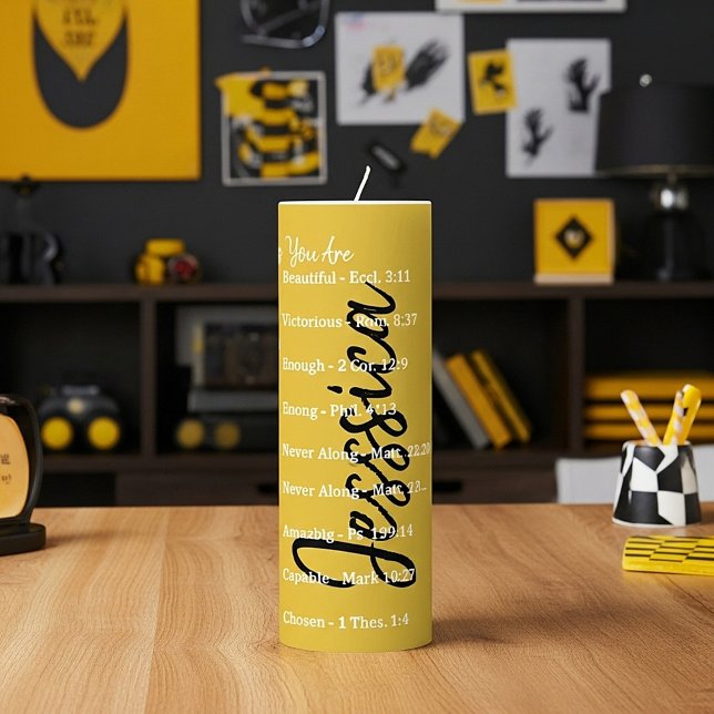 Personalized God says you are, scriptures Pillar Candle (Creator Uploaded)