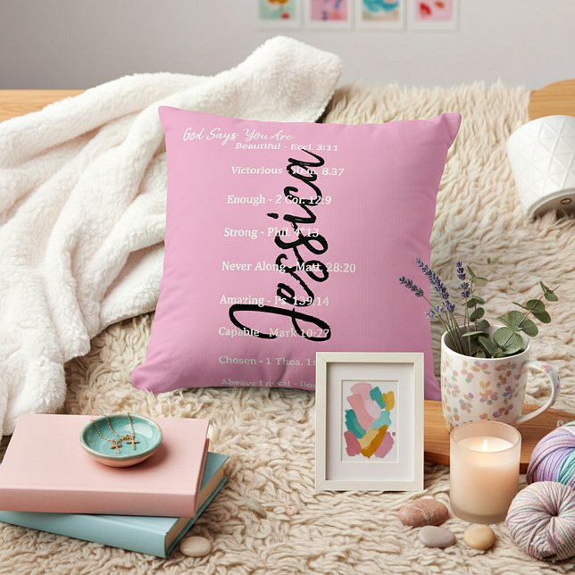 Personalized God says you are, scriptures Throw Pillow (Creator Uploaded)
