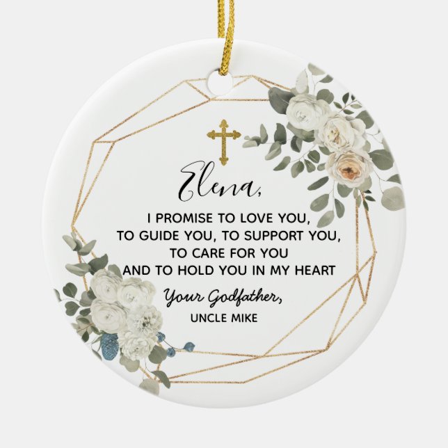Personalized Godfather Promise to Godchild Ceramic Ceramic Ornament (Front)