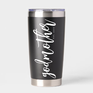 Personalized Godmother Brush Script Typography Insulated Tumbler