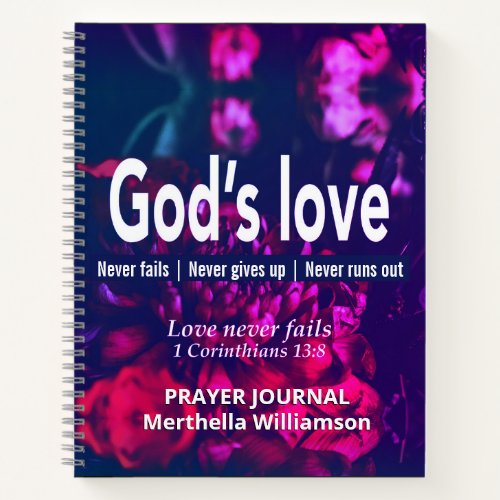 Personalized GODS LOVE Floral Prayer Diary Notebook