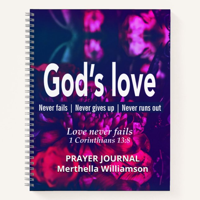 Personalized GODS LOVE Floral Prayer Diary Notebook (Front)