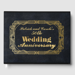 Personalized Gold 3D Wedding Anniversary Guest Book