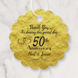 Personalized Gold 50th Anniversary Thank You Favor Tags