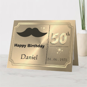 Personalized Gold 50th Birthday Card For A Man