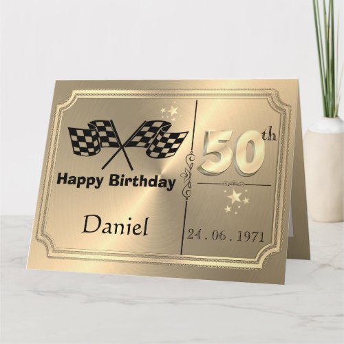 Personalized Gold 50th Birthday Card For Brother