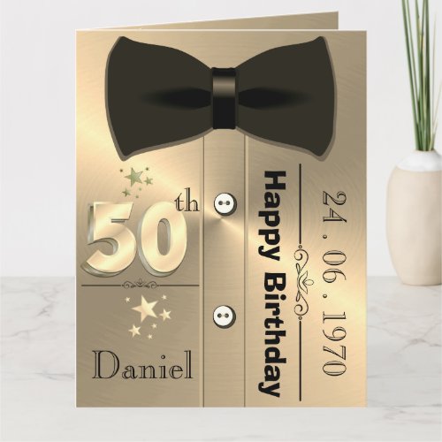Personalized Gold 50th Birthday Card For Him