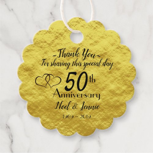 Personalized Gold 50th Wedding Anniversary Favor Tags