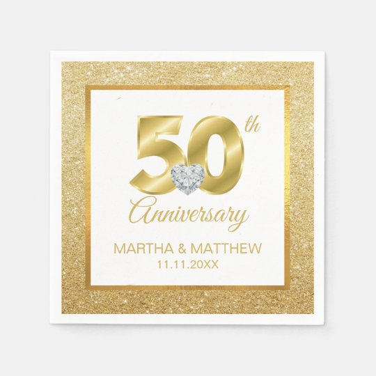 Personalized Gold 50th Wedding Anniversary Napkin | Zazzle.com