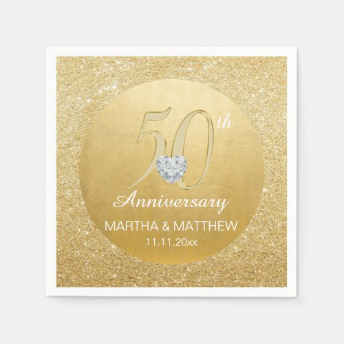 Personalized Gold 50th Wedding Anniversary Napkins