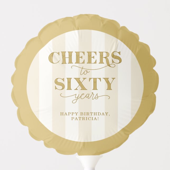 Personalized Gold 60th Birthday Balloon (Front)