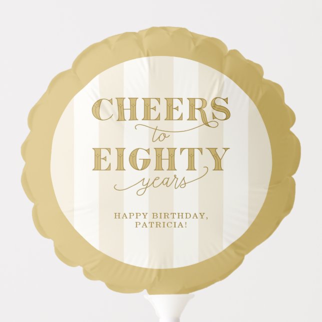 Personalized Gold 80th Birthday Balloon (Front)