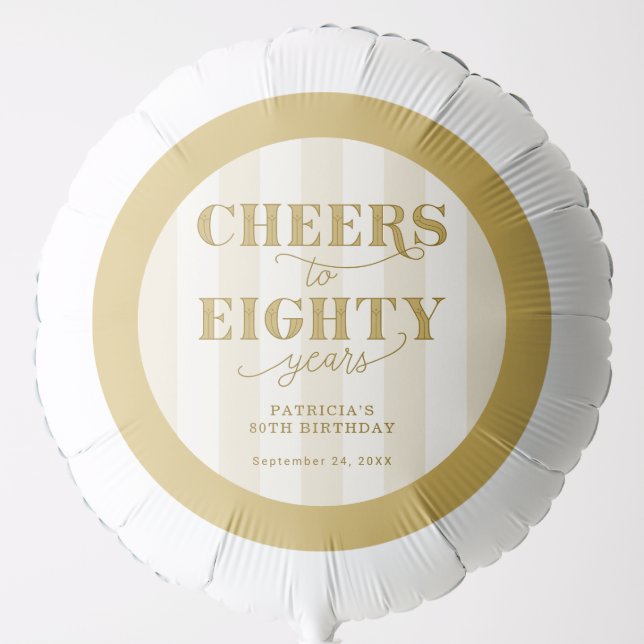 Personalized Gold 80th Birthday Balloon (Front)