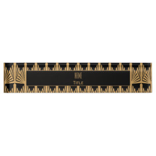 Personalized Gold and Black Art Deco Pattern Desk Name Plate