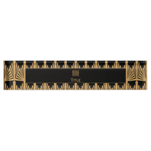 Personalized Gold and Black Art Deco Pattern Desk Name Plate