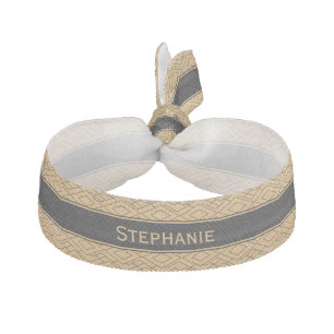 Personalized Gold and Black Art Deco Pattern Elastic Hair Tie