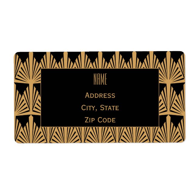 Personalized Gold and Black Art Deco Pattern Label (Front)