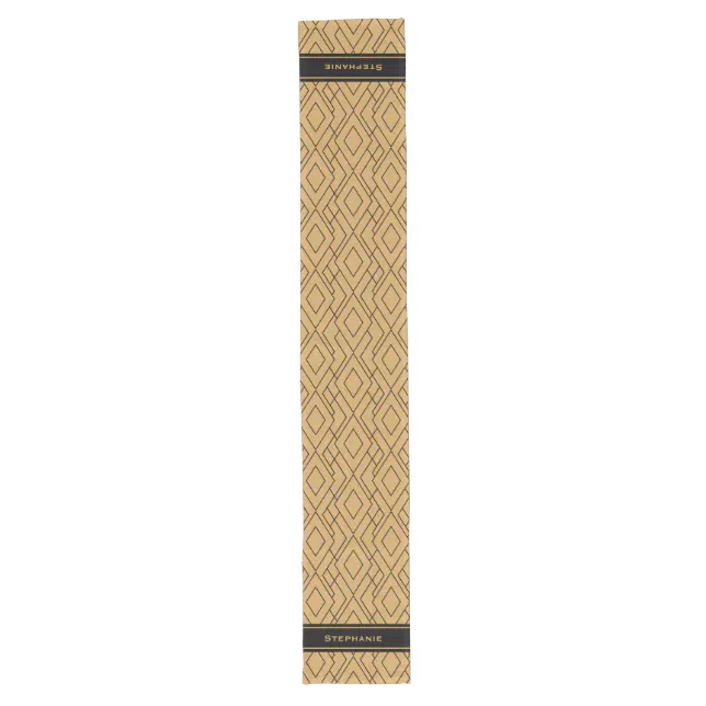 Personalized Gold and Black Art Deco Pattern Long Table Runner | Zazzle