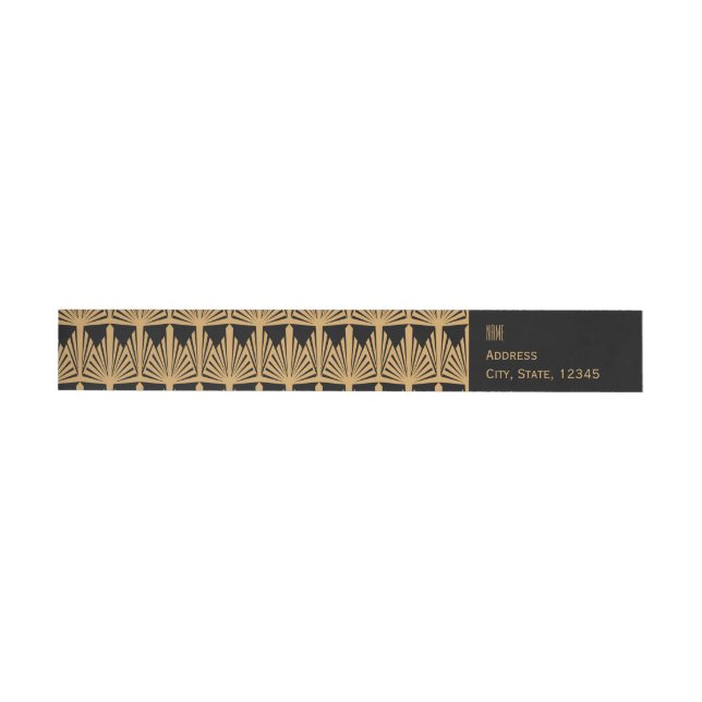 Personalized Gold and Black Art Deco Pattern Wrap Around Label (Individual)