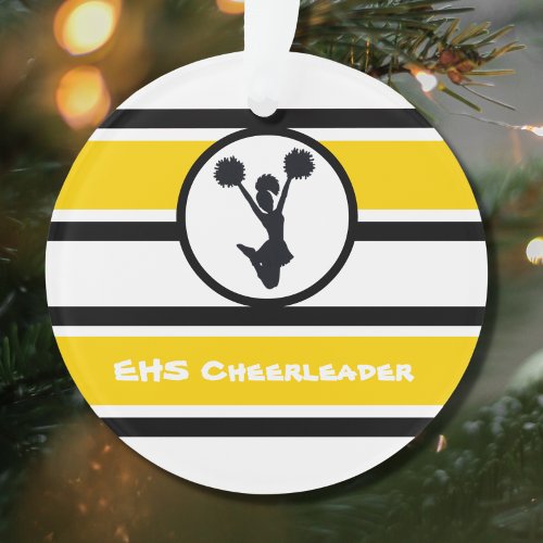 Personalized Gold and Black Cheerleader Ornament