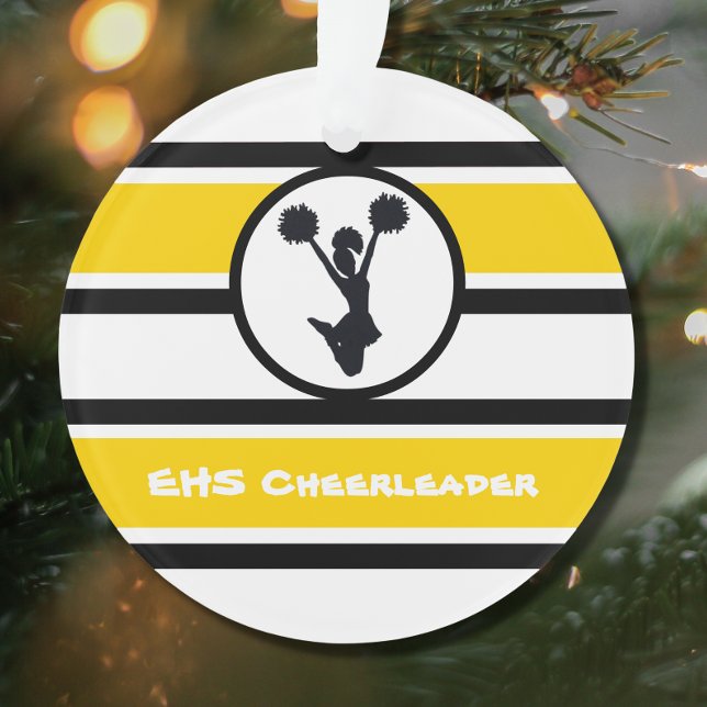 Personalized Gold and Black Cheerleader Ornament (Creator Uploaded)